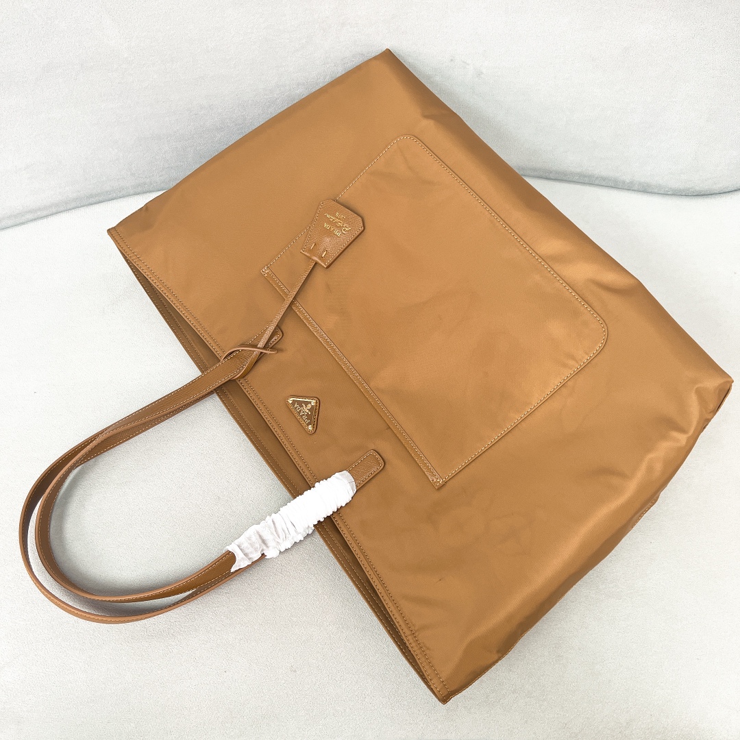 [TOP] PRADA Nylon Tote Bag 43x31x15cm - Brown