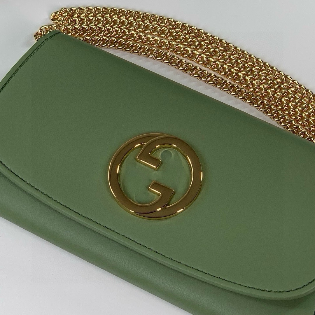 [TOP] GUCCI GG Blondie Series Chain Small Bags 21X10.5cm - Green/Pink -GHW