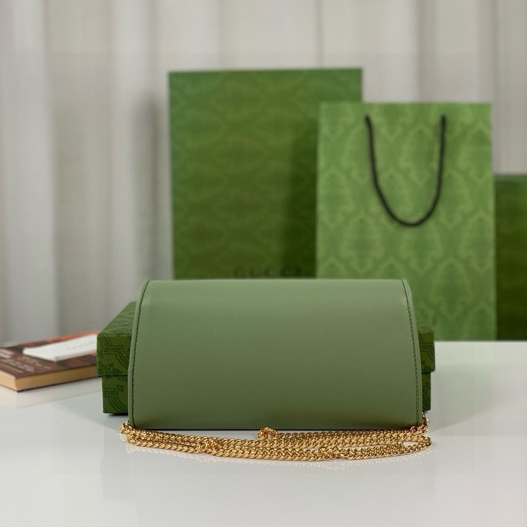 [TOP] GUCCI GG Blondie Series Chain Small Bags 21X10.5cm - Green/Pink -GHW