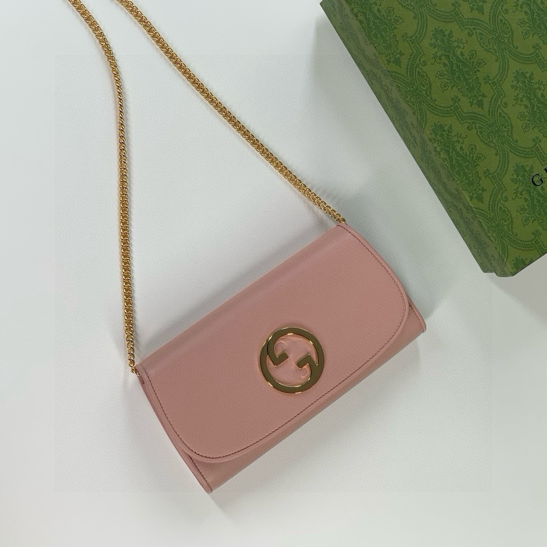 [TOP] GUCCI GG Blondie Series Chain Small Bags 21X10.5cm - Green/Pink -GHW