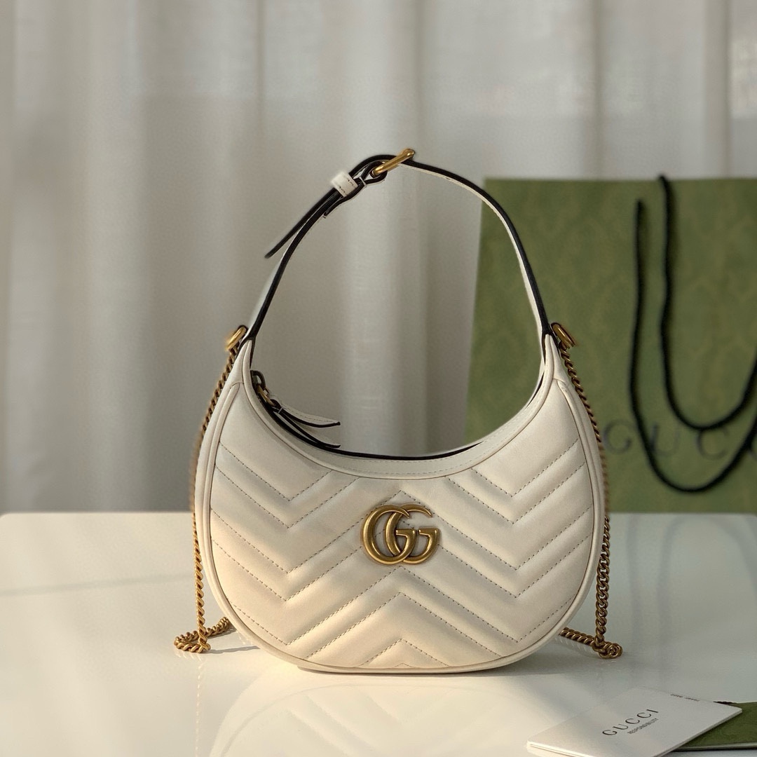[TOP] GUCCI GG Marmont Collection Half Moon Mini Handbags 21.5X11X5cm - 3 Colors&GHW