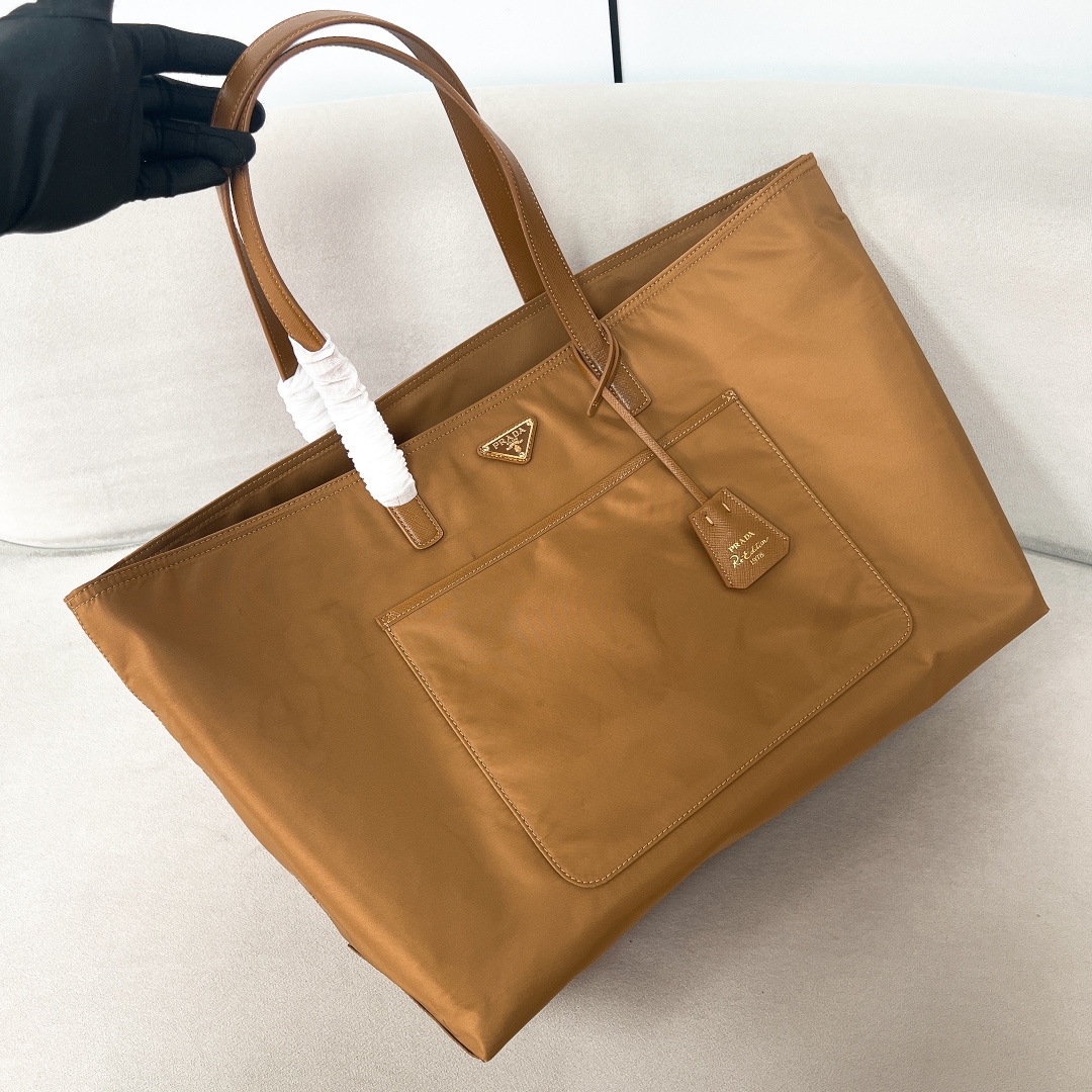 [TOP] PRADA Nylon Tote Bag 43x31x15cm - Brown