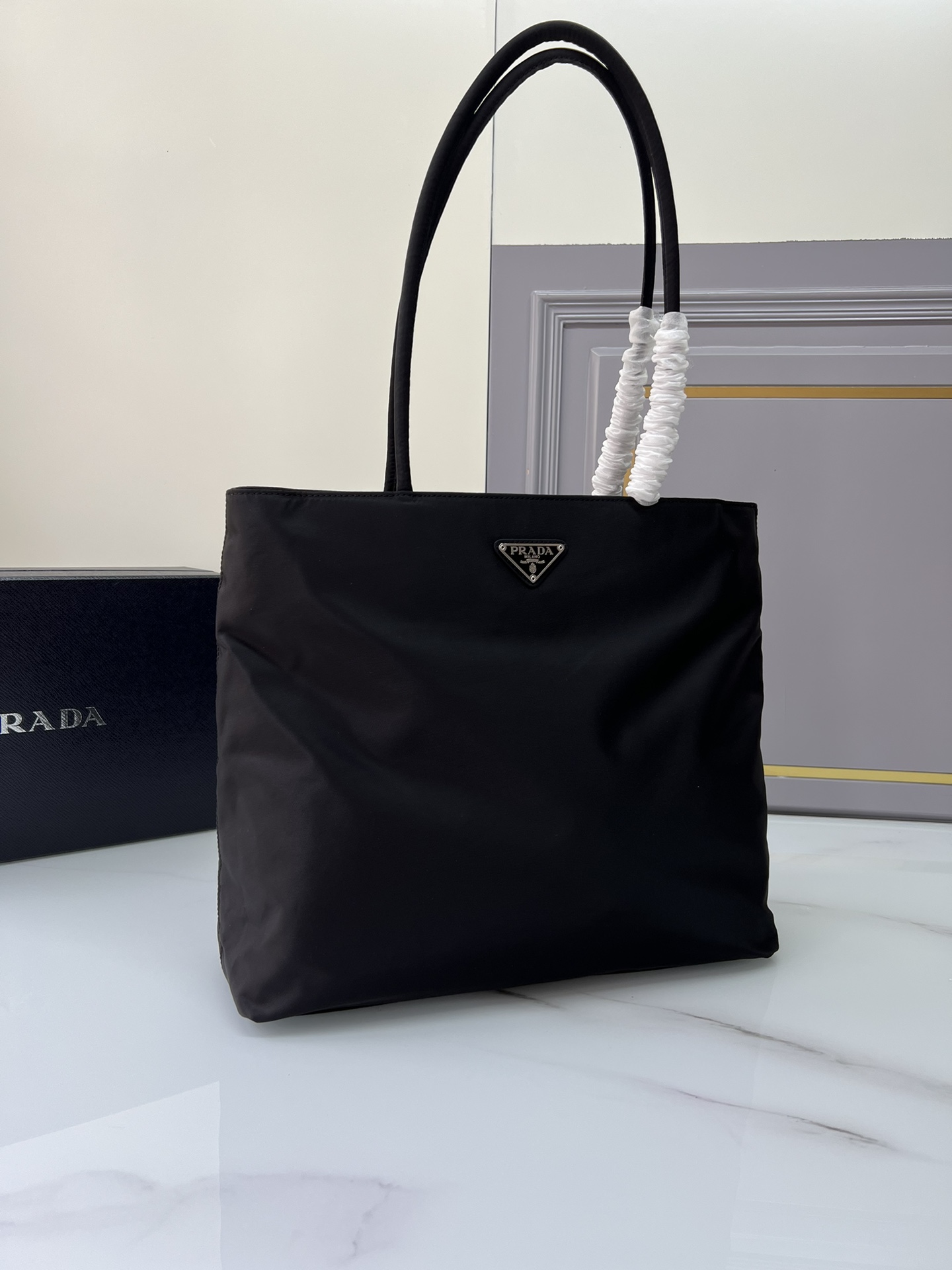 [TOP] PRADA Nylon Tote Bag 35x30x10cm - Black