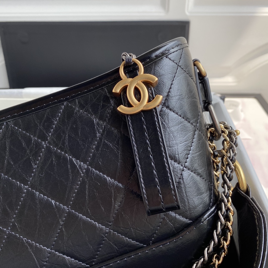 [TOP] CHANEL Medium Leather Gabrielle Bags - Black&GHW - 20×8×27cm