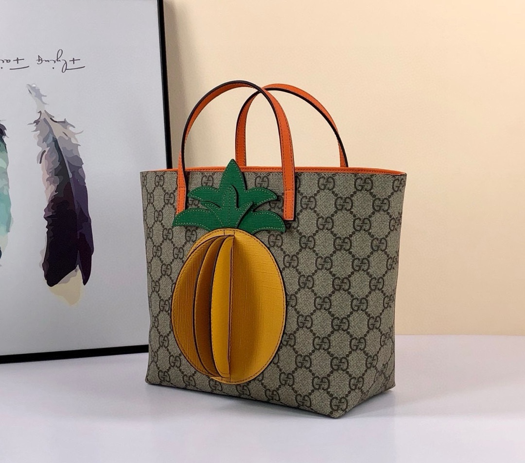 [TOP] GUCCI Pineapple Portable Tote Bag - 21x20x10cm