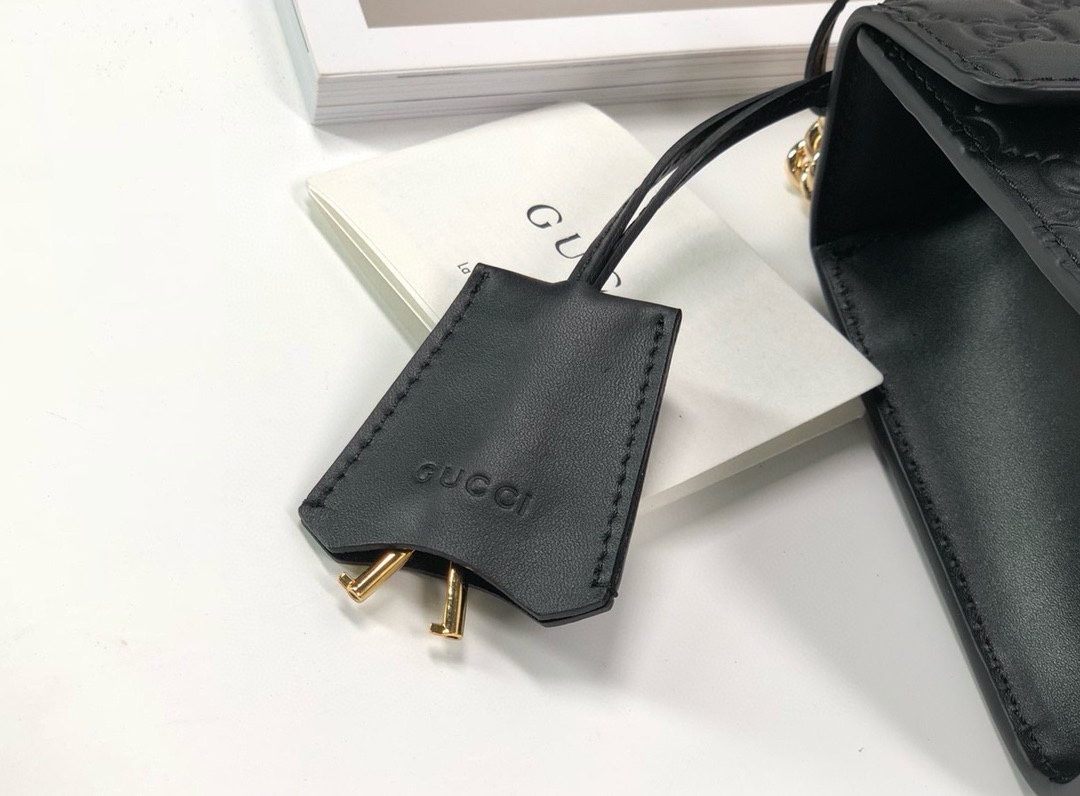 [TOP] GUCCI Padlock Series Small Chain Pack 20x12.5x8cm - Black