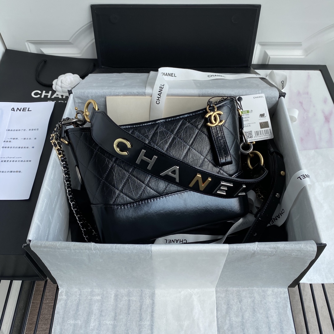 [TOP] CHANEL Medium Leather Gabrielle Bags - Black&GHW - 20×8×27cm