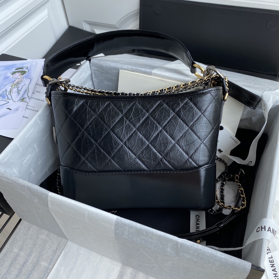 [TOP] CHANEL Medium Leather Gabrielle Bags - Black&GHW - 20×8×27cm