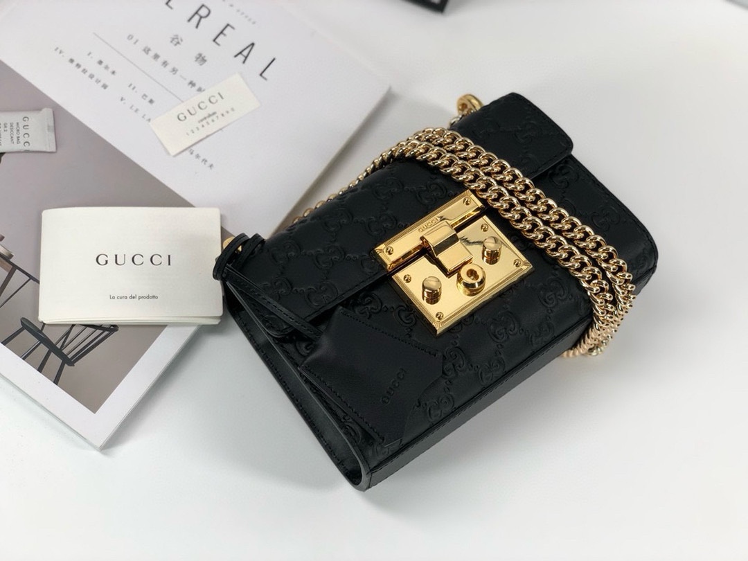[TOP] GUCCI Padlock Series Small Chain Pack 20x12.5x8cm - Black