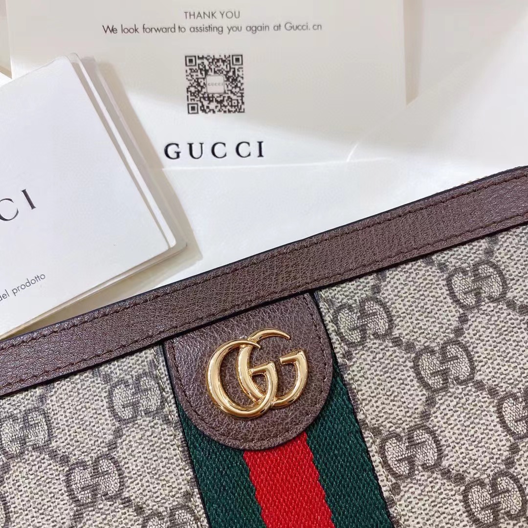 [TOP] GUCCI GG Supreme Monogram Web Ophidia Zip Around Wallet