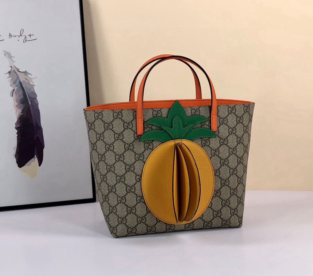[TOP] GUCCI Pineapple Portable Tote Bag - 21x20x10cm