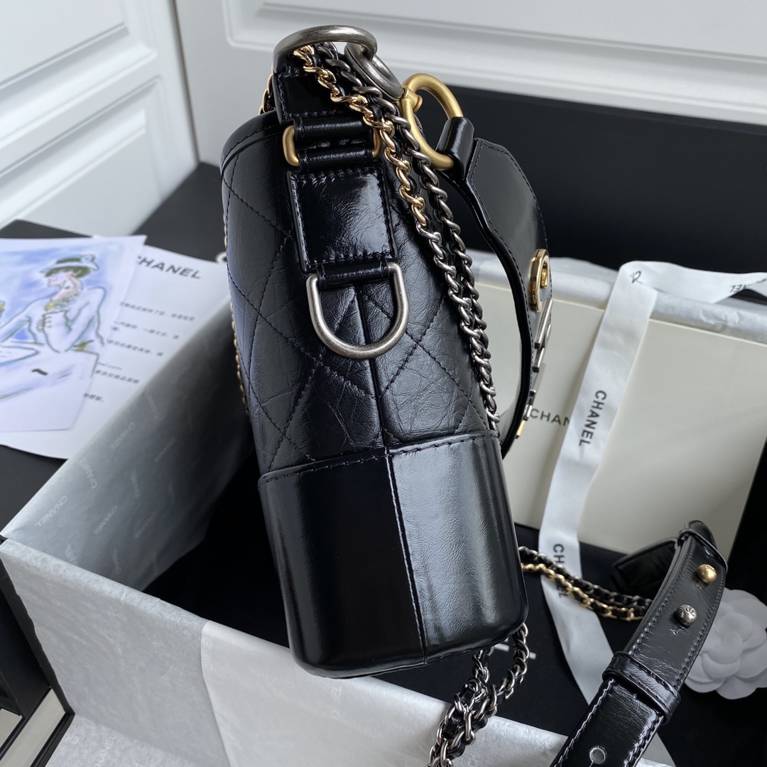[TOP] CHANEL Medium Leather Gabrielle Bags - Black&GHW - 20×8×27cm