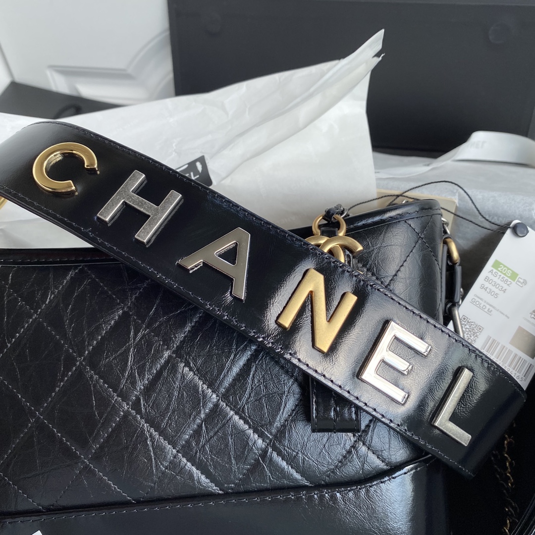 [TOP] CHANEL Medium Leather Gabrielle Bags - Black&GHW - 20×8×27cm