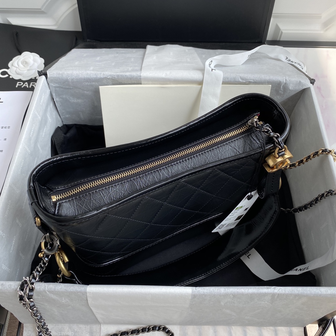 [TOP] CHANEL Medium Leather Gabrielle Bags - Black&GHW - 20×8×27cm