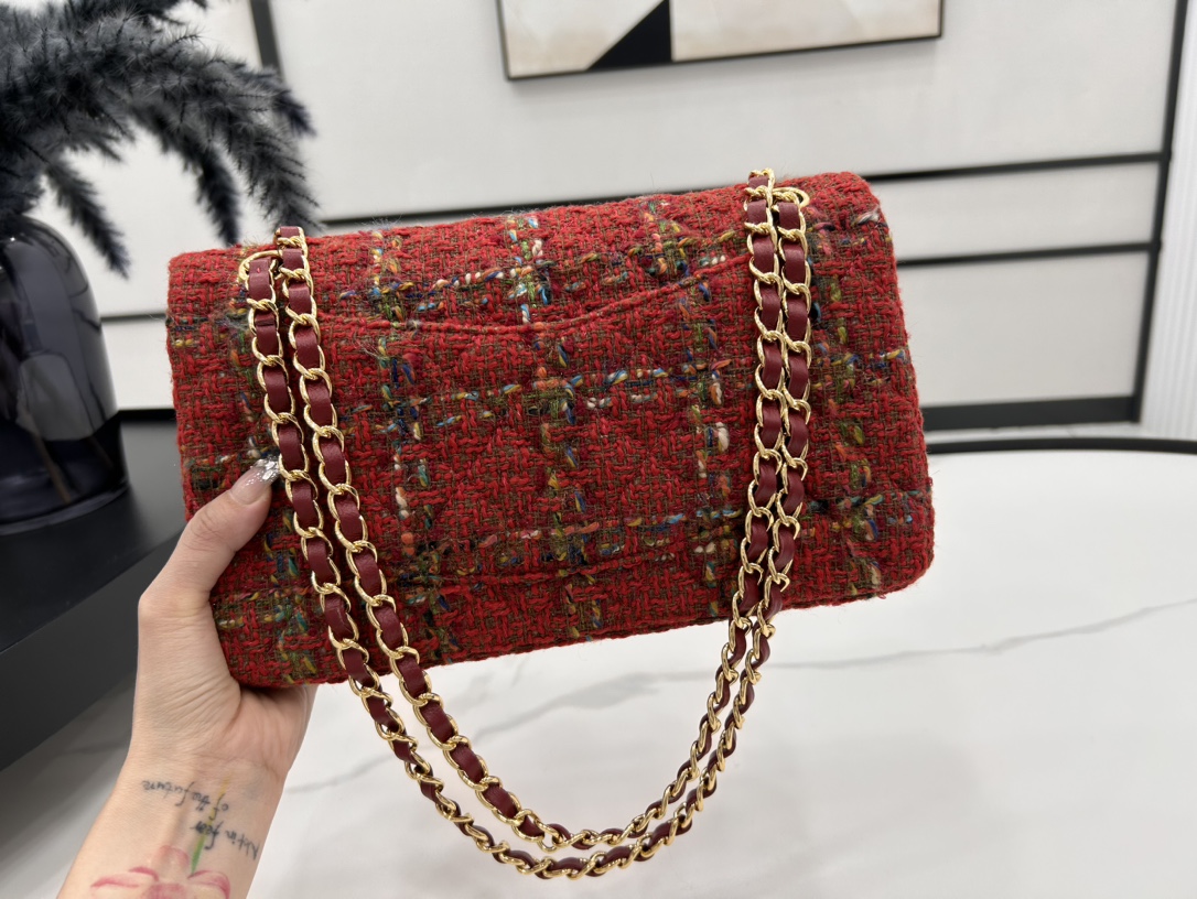 [TOP] CHANEL Classic Flap Bags 20cm/25cm - Red&GHW