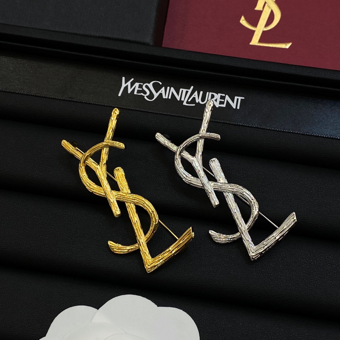 [TOP] Yves Saint Laurent YSL Brooch with Branch Texture - 2 Color