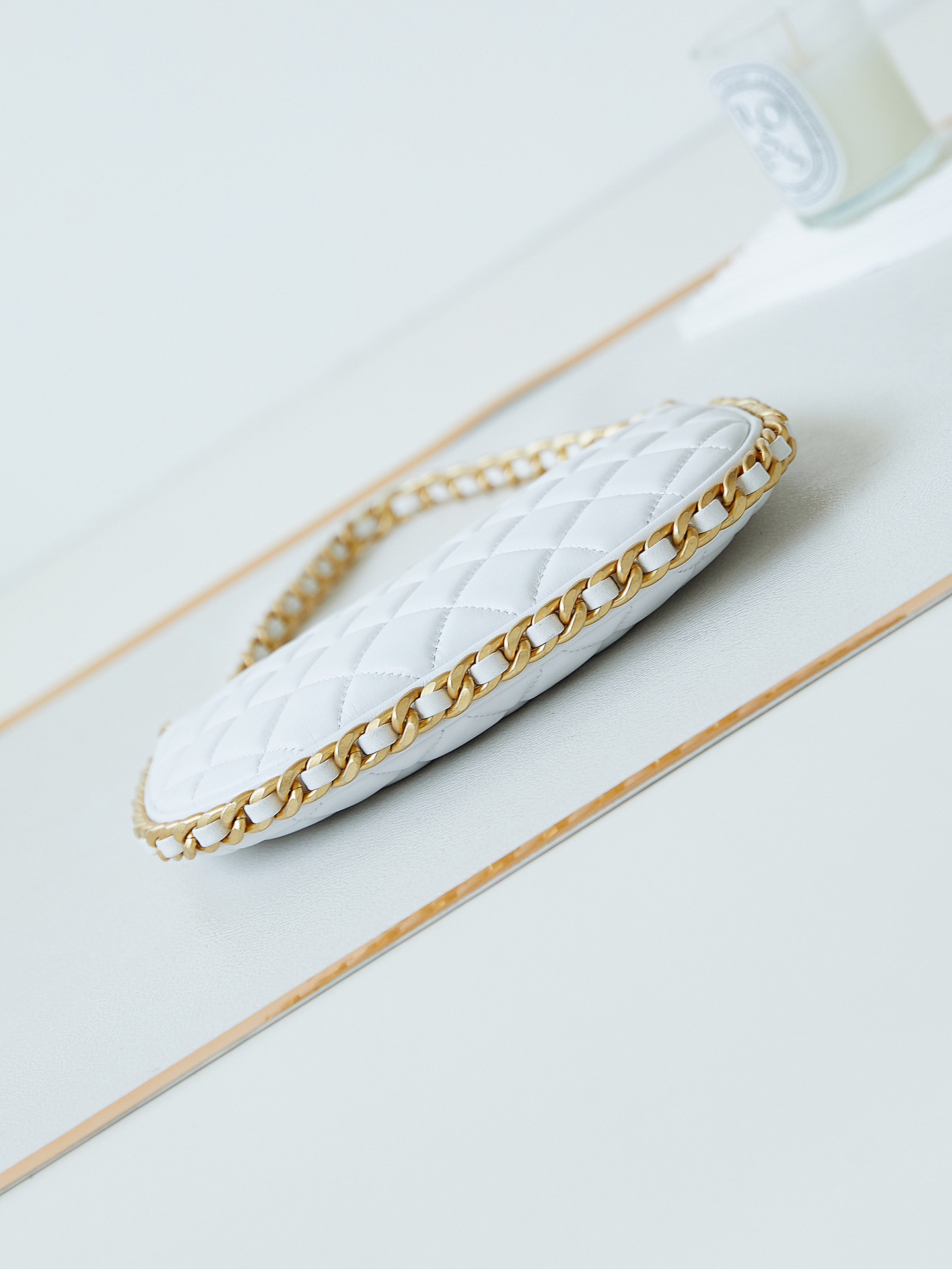 [TOP] CHANEL Chain Hobo Bags - 15×23.5×2cm/18×29×2cm - White&GHW