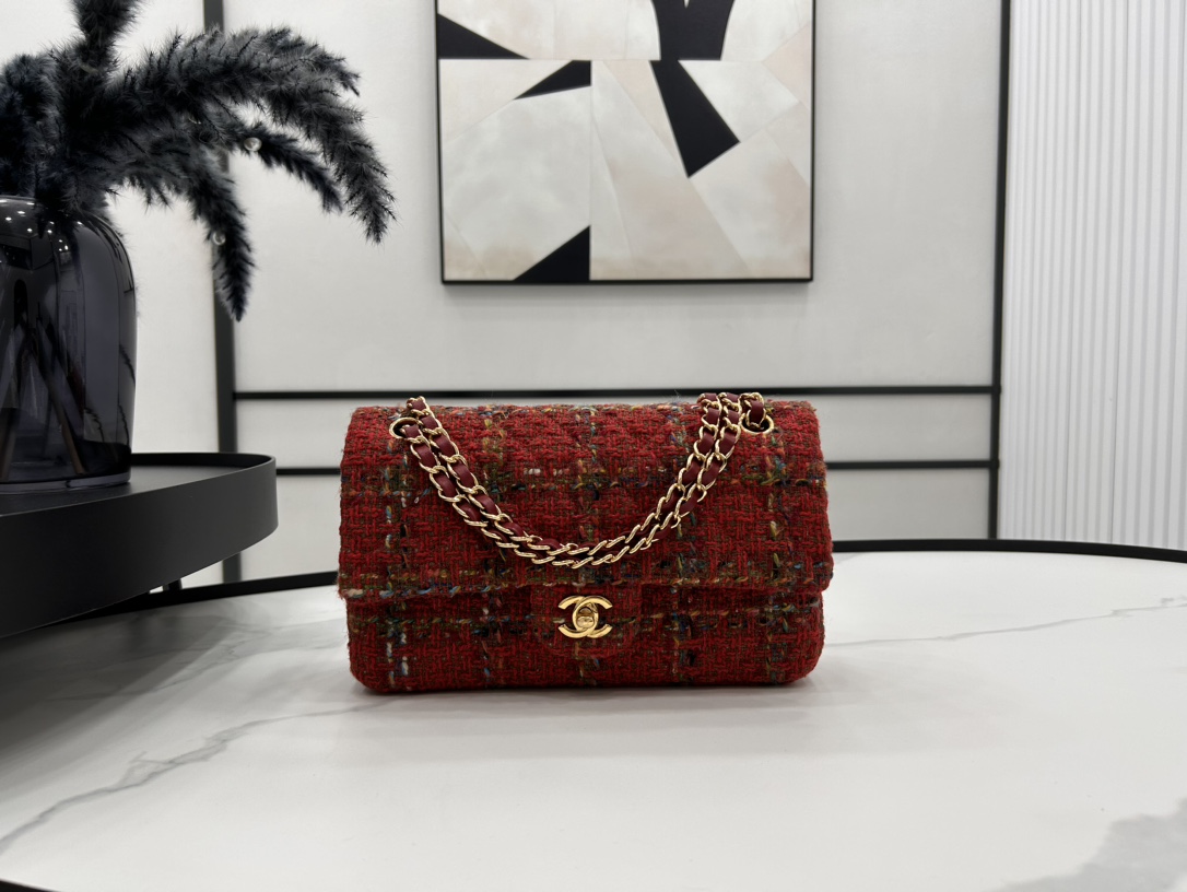 [TOP] CHANEL Classic Flap Bags 20cm/25cm - Red&GHW