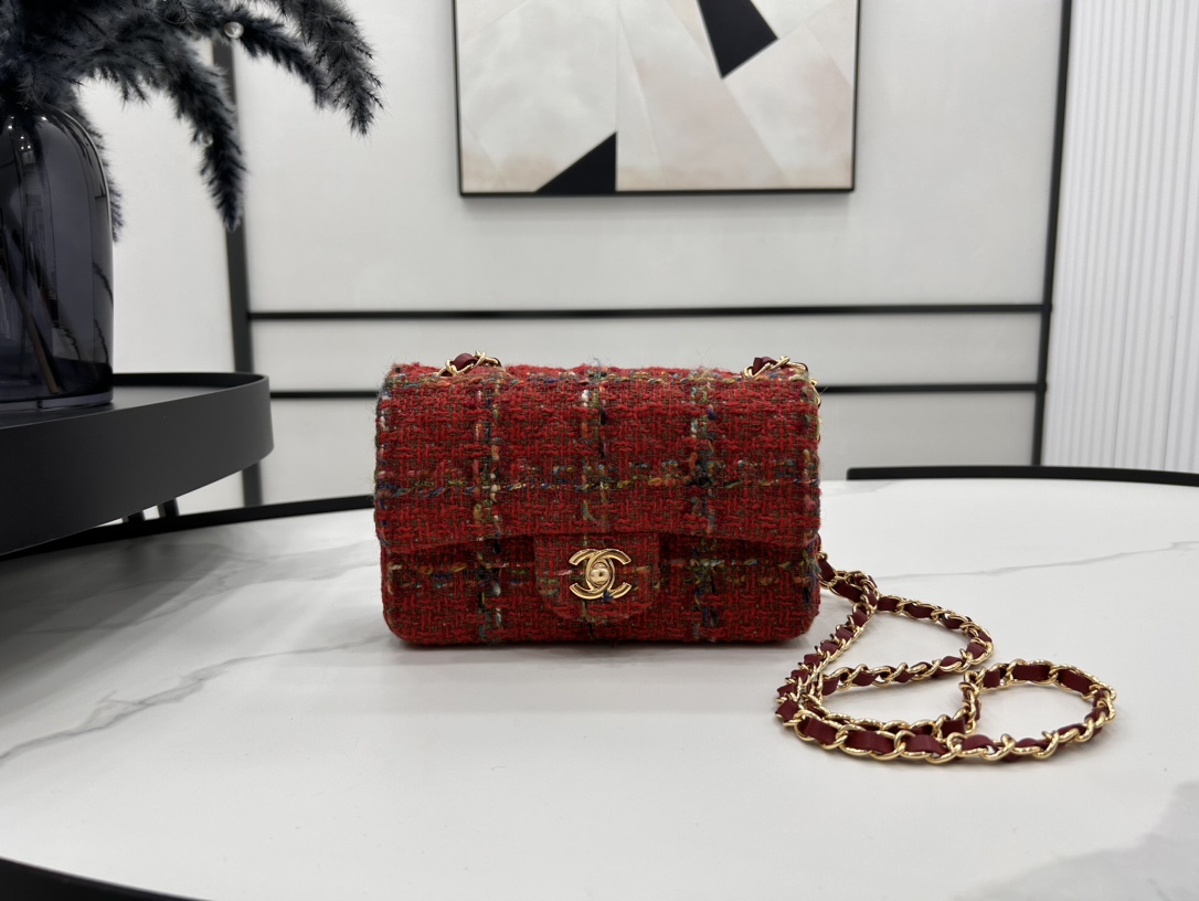 [TOP] CHANEL Classic Flap Bags 20cm/25cm - Red&GHW