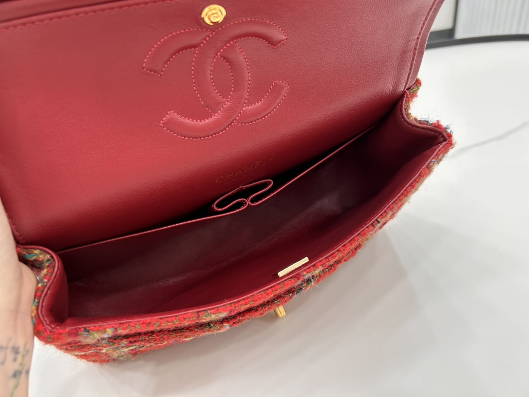 [TOP] CHANEL Classic Flap Bags 20cm/25cm - Red&GHW