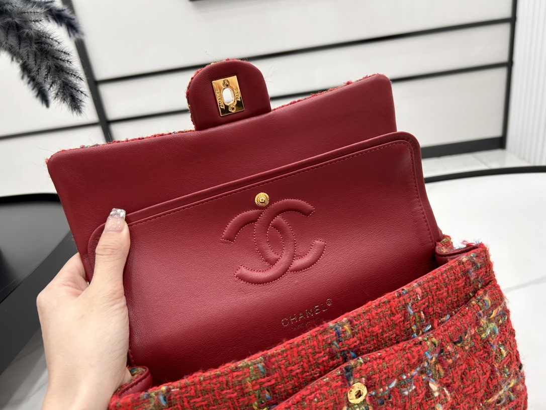 [TOP] CHANEL Classic Flap Bags 20cm/25cm - Red&GHW