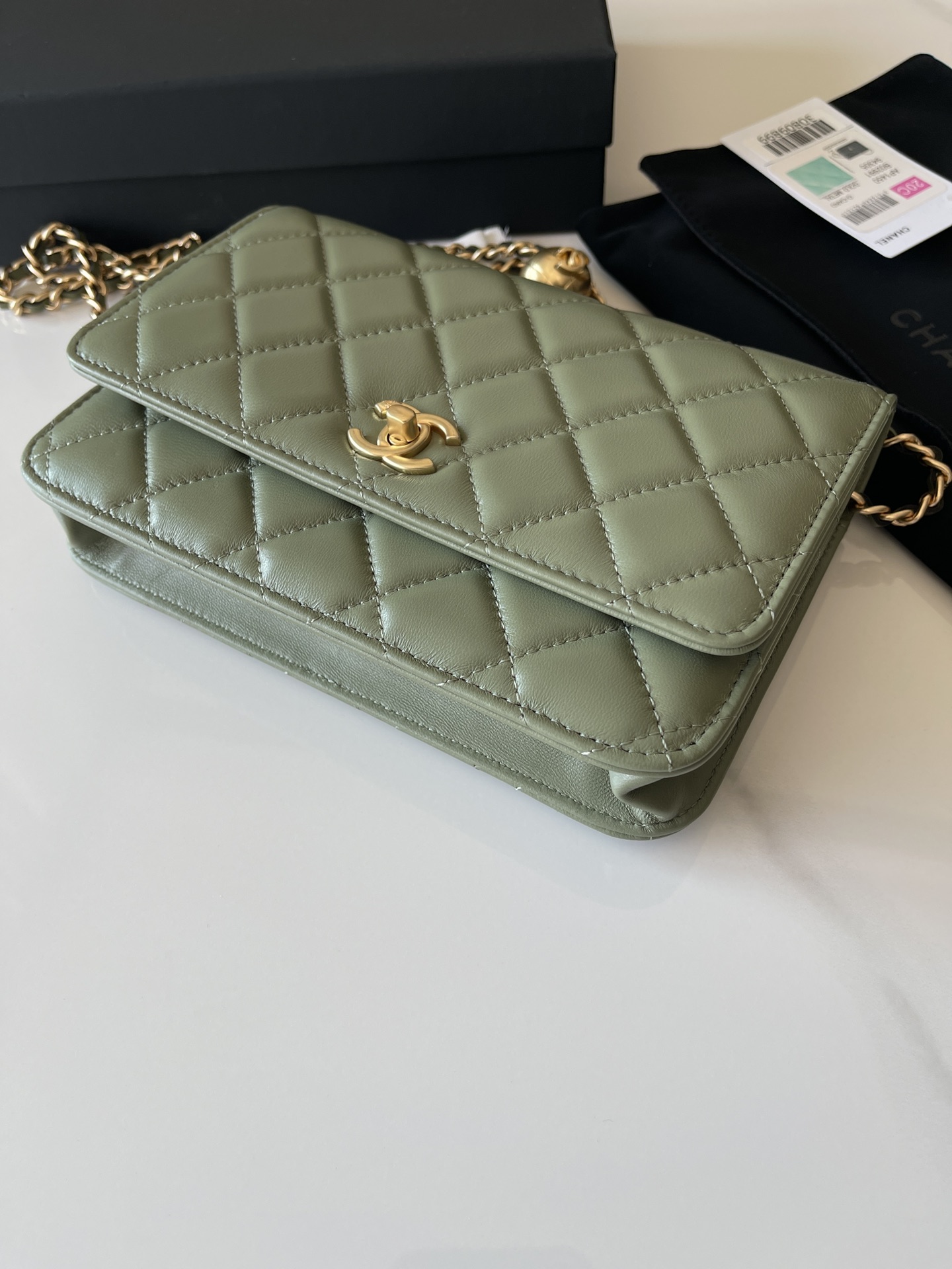 [TOP] CHANEL Lambskin 19 WOC Bags/19 Bags 19cm - Military Green&GHW
