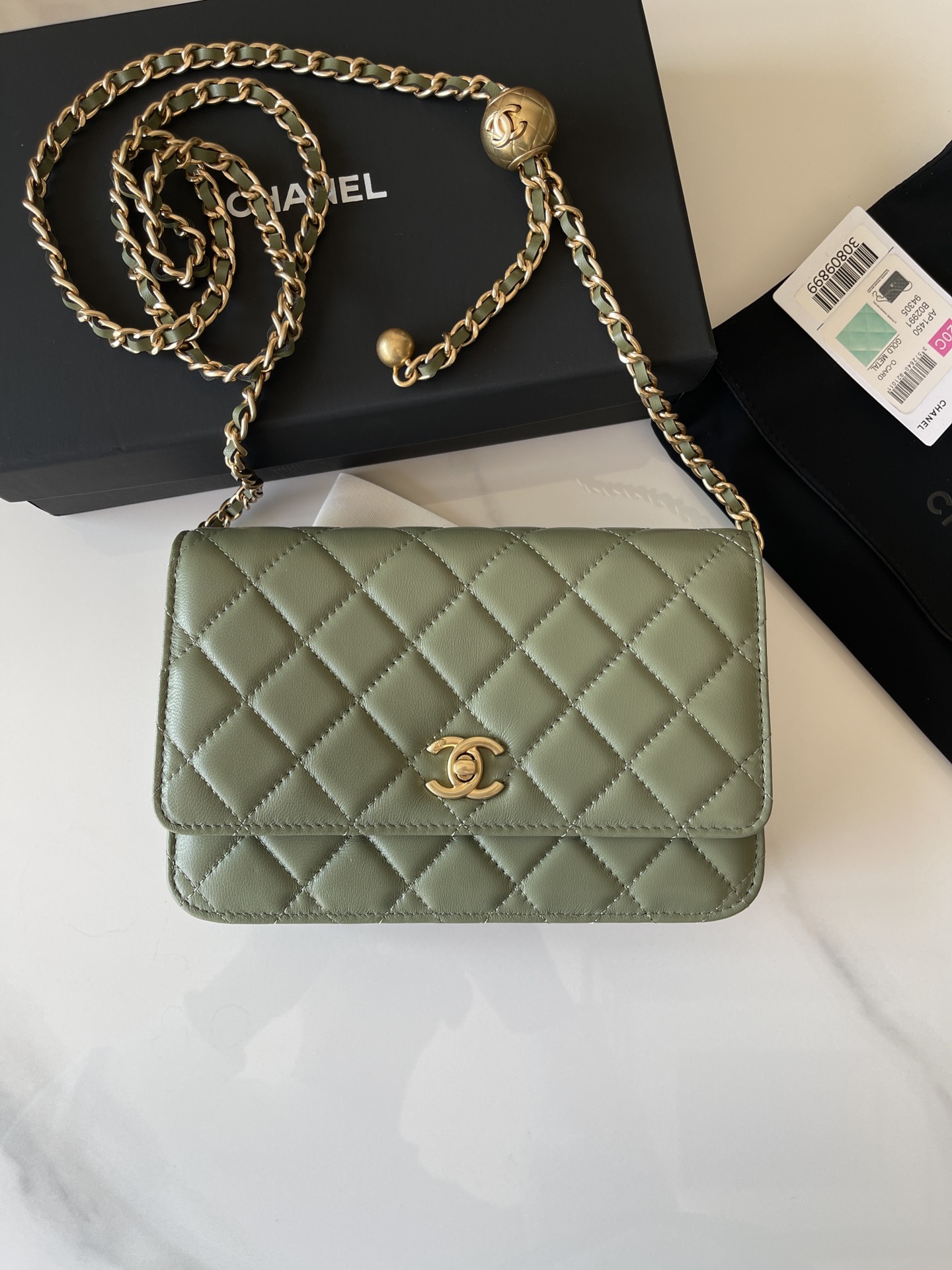 [TOP] CHANEL Lambskin 19 WOC Bags/19 Bags 19cm - Military Green&GHW