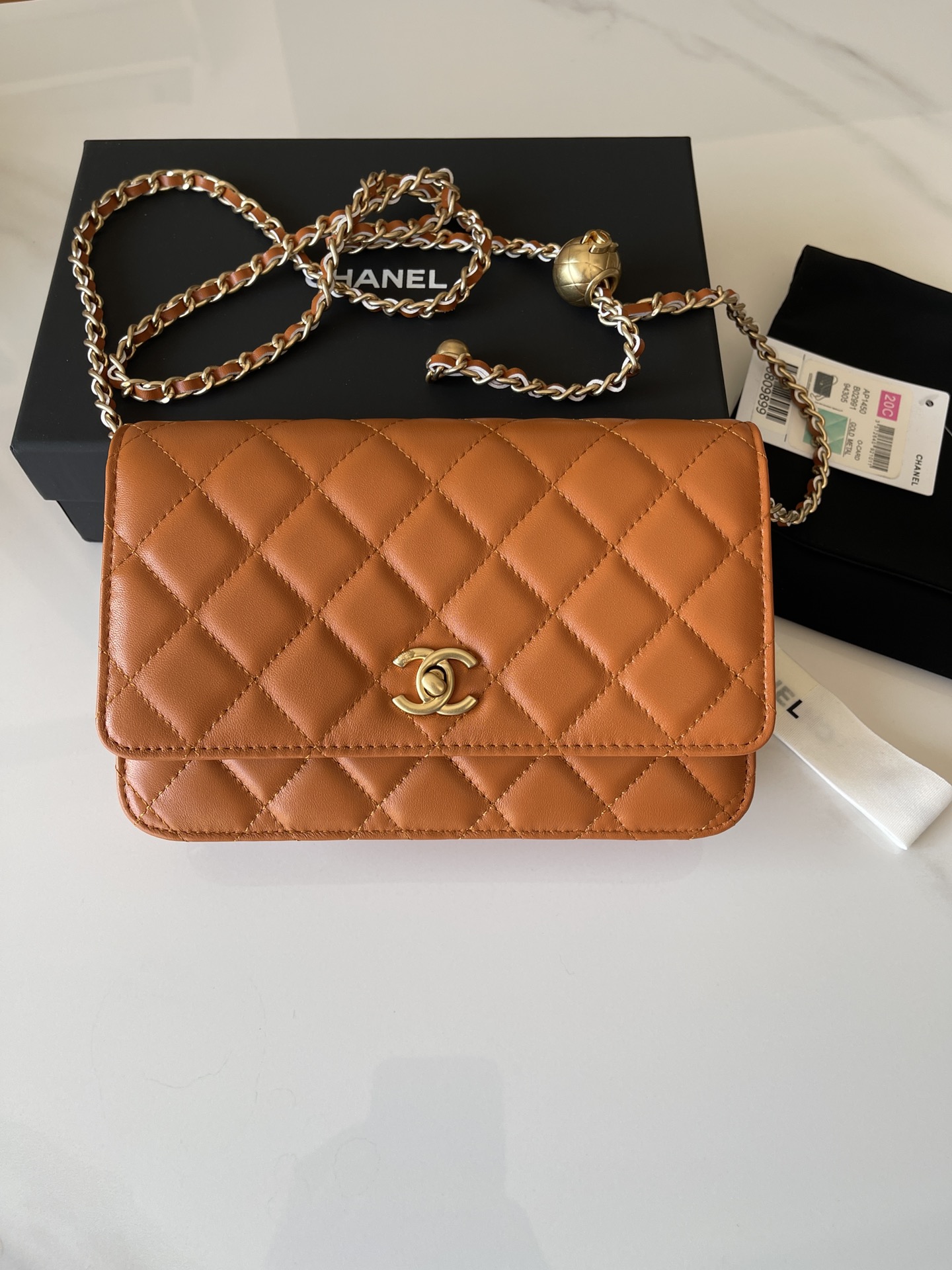 [TOP] CHANEL Lambskin 19 WOC Bags/19 Bags 19cm - Orange&GHW