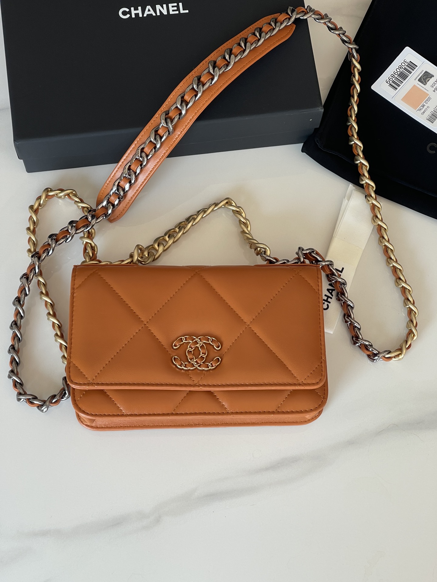[TOP] CHANEL Lambskin 19 WOC Bags/19 Bags 19cm - Orange&GHW