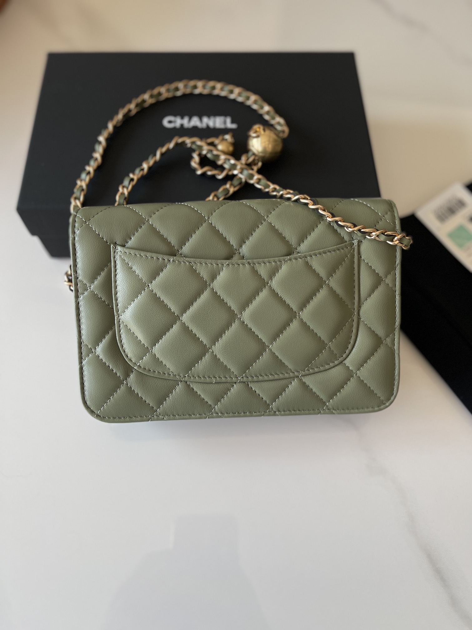 [TOP] CHANEL Lambskin 19 WOC Bags/19 Bags 19cm - Military Green&GHW