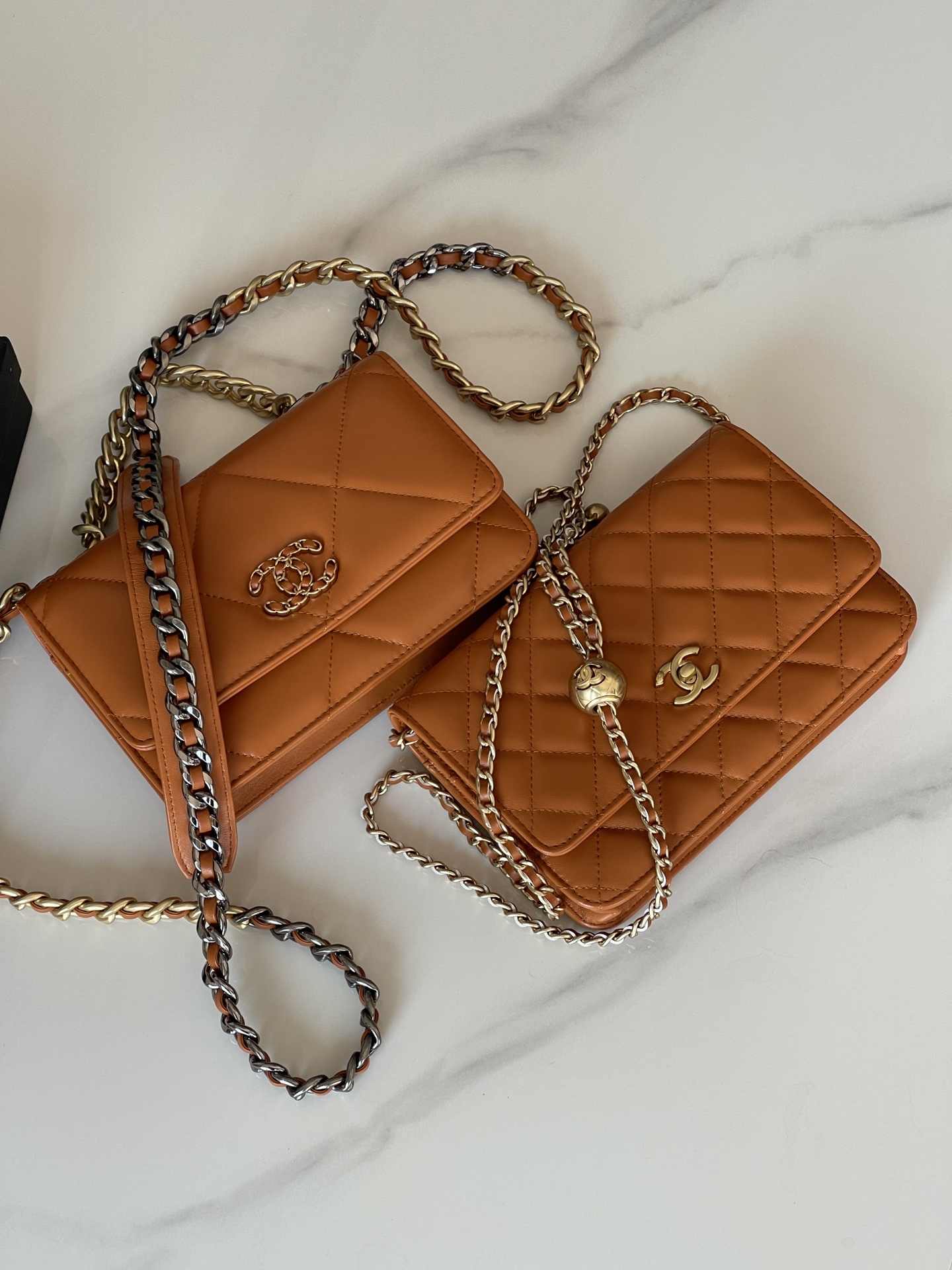 [TOP] CHANEL Lambskin 19 WOC Bags/19 Bags 19cm - Orange&GHW