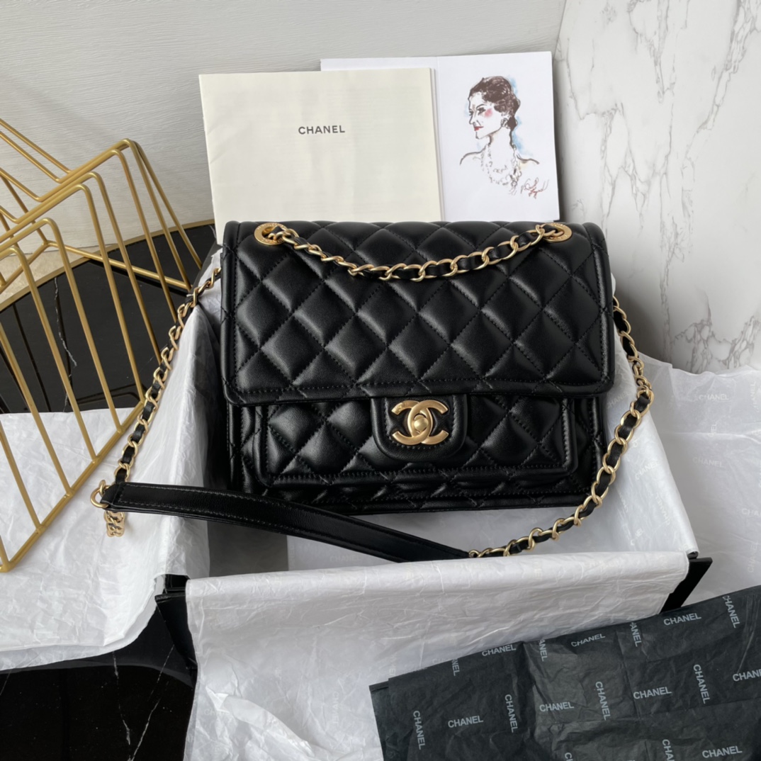 [TOP] CHANEL Soft Lambskin Chain Bags 24×18×7cm - 3 Colors