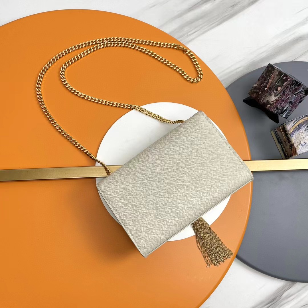 [TOP] Yves Saint Laurent YSL Kate Tassel Bag 20x12.5x5cm - Beige