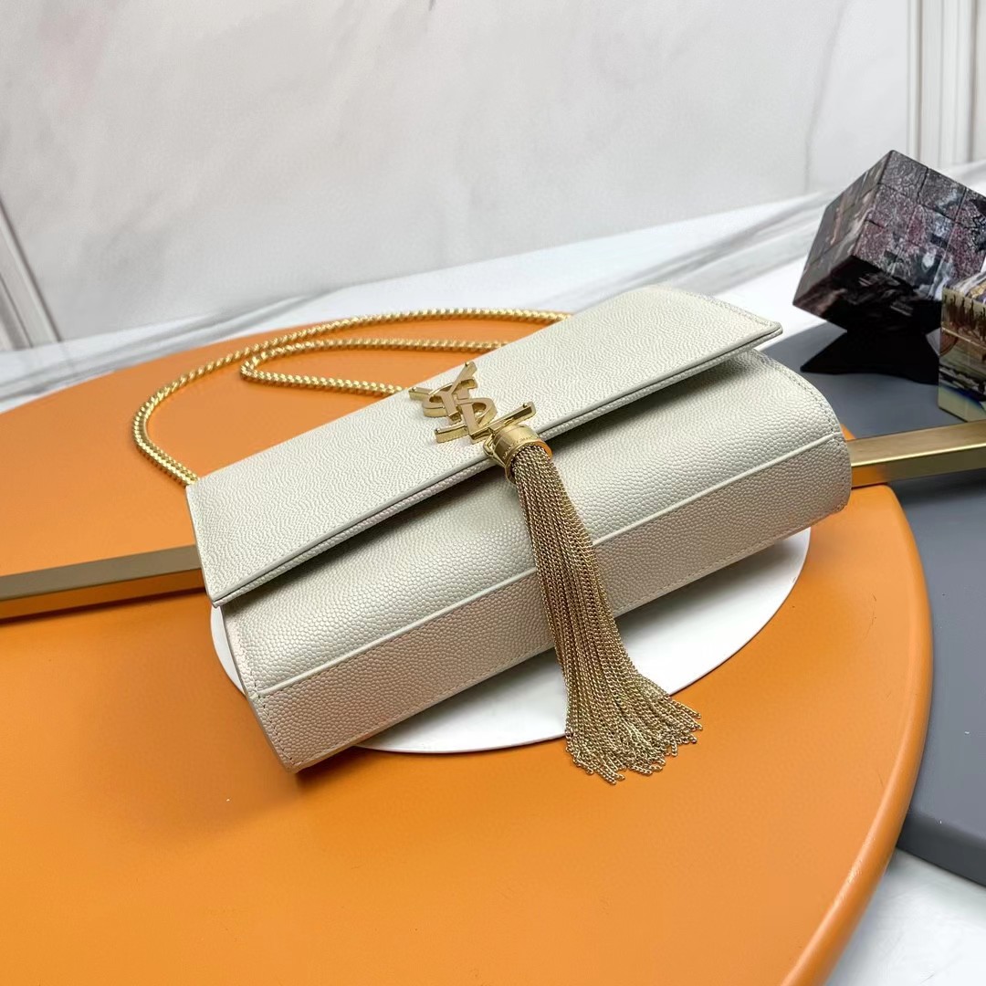 [TOP] Yves Saint Laurent YSL Kate Tassel Bag 20x12.5x5cm - Beige