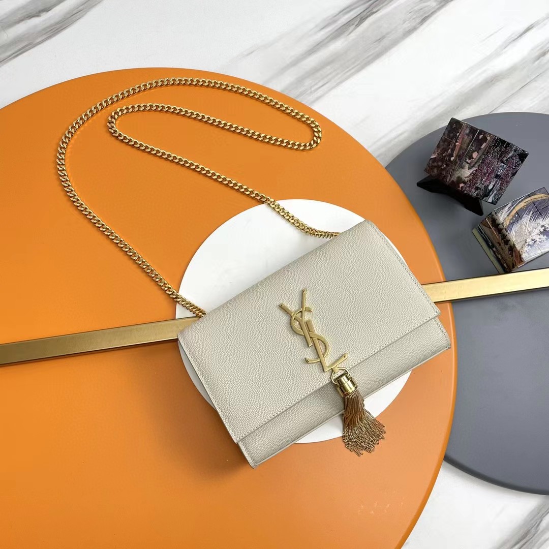 [TOP] Yves Saint Laurent YSL Kate Tassel Bag 20x12.5x5cm - Beige