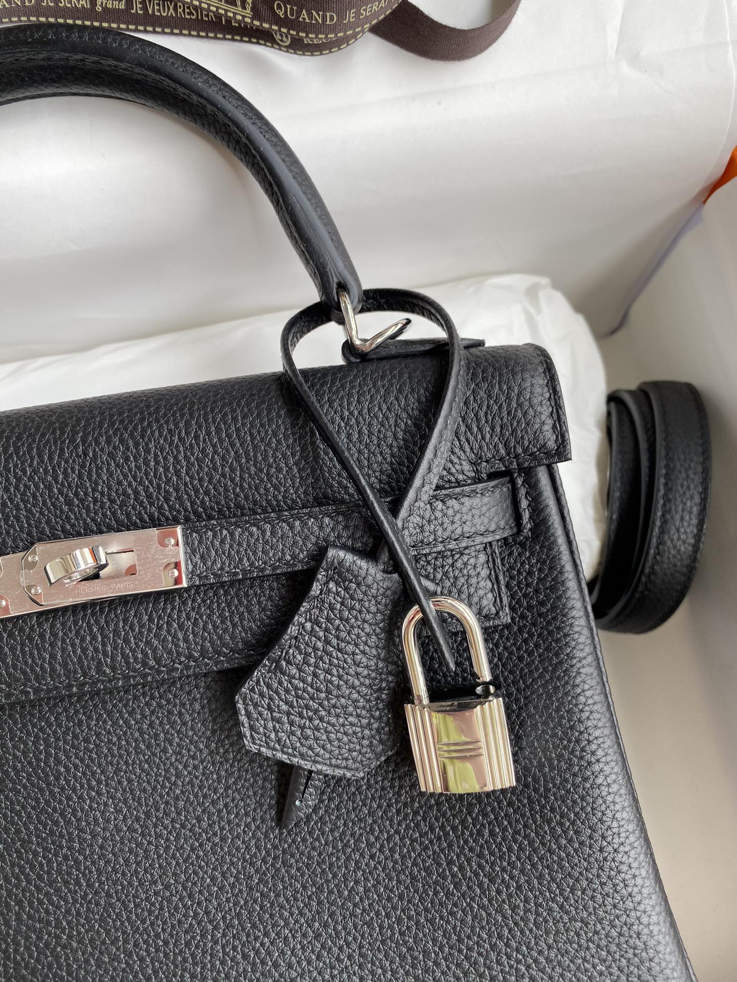 [TOP] HERMES Togo Leather Kelly Bag 25cm/28cm/32cm- Black & SHW