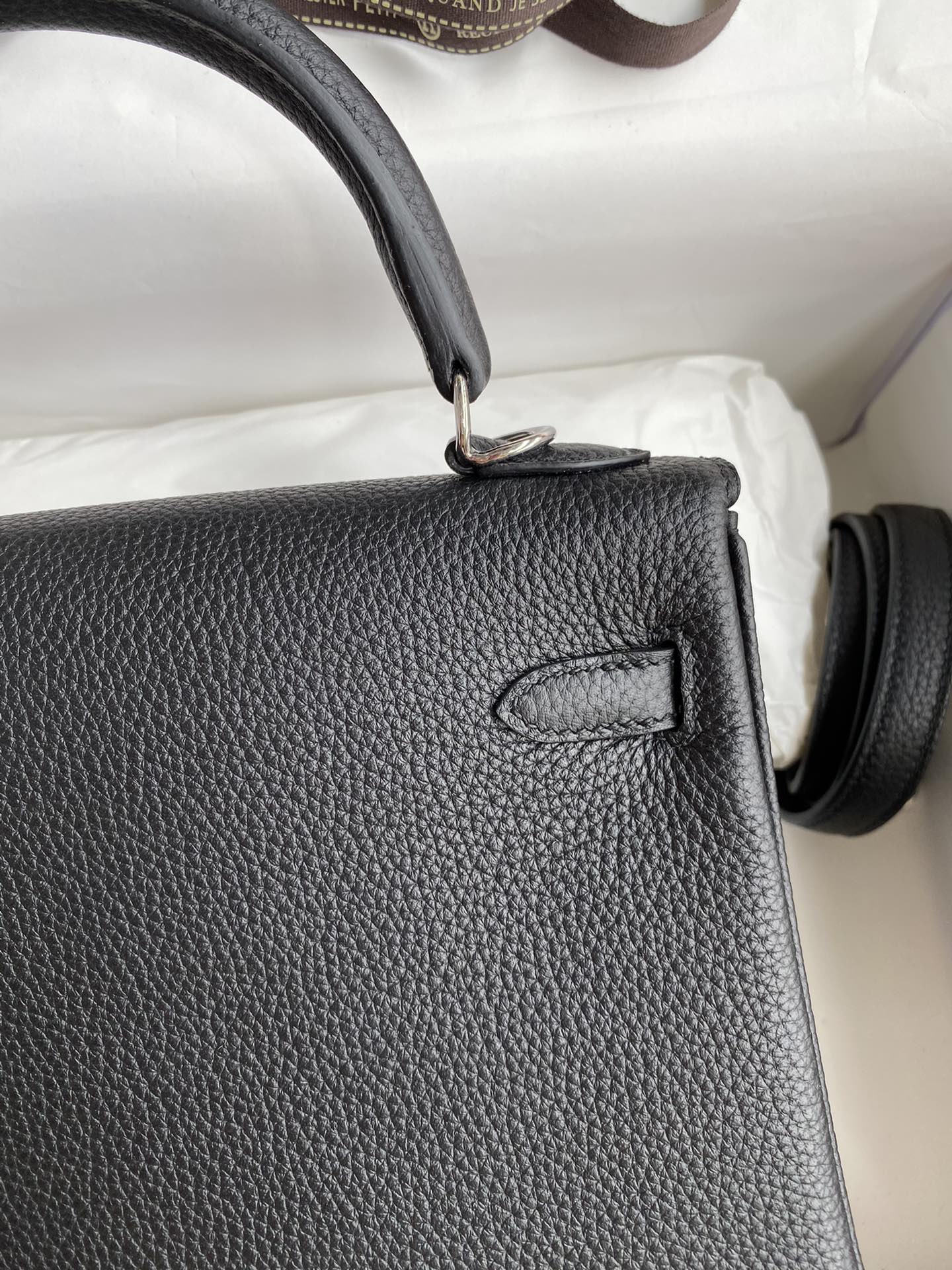 [TOP] HERMES Togo Leather Kelly Bag 25cm/28cm/32cm- Black & SHW