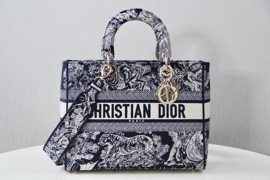 [TOP] Christian Dior Embroidered Lady D-Lite Handbag 32x25x11cm - 2 Colors - GHW