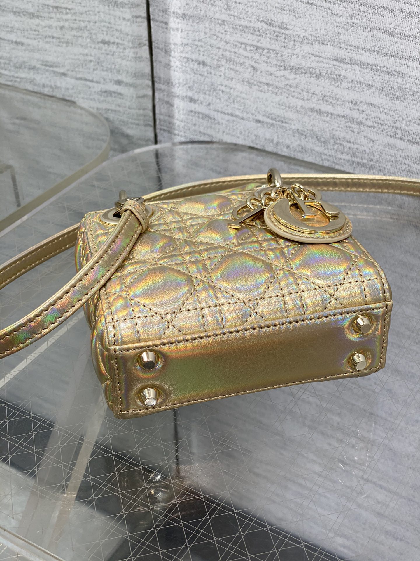 [TOP] Christian Dior Soft Lambskin Micro Mini Lady Dior Bags 12*10*5cm - Gold/Silvery&GHW