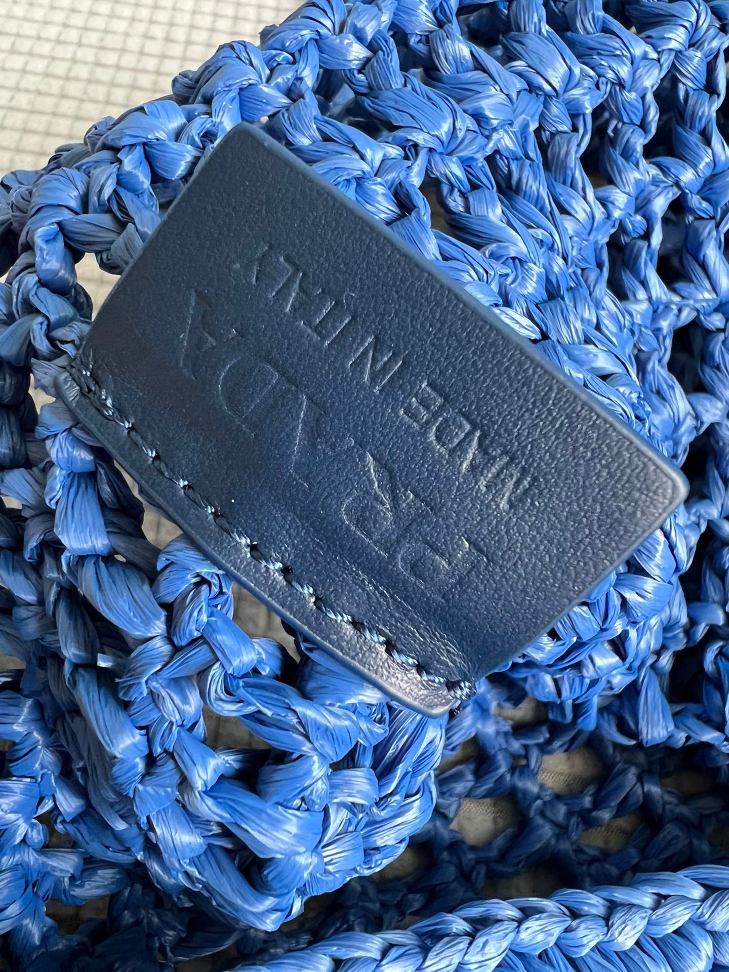 [TOP] PRADA Straw Shopping Bag 39x34cm - Blue