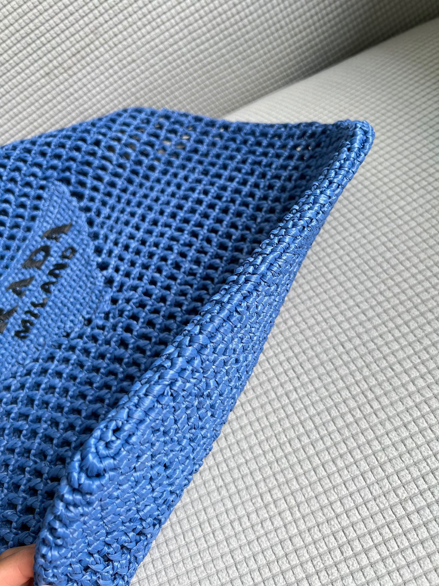 [TOP] PRADA Straw Shopping Bag 39x34cm - Blue