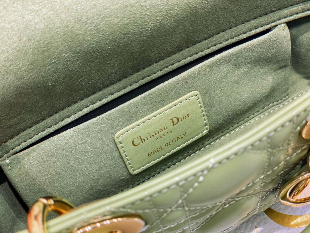 [TOP] Christian Dior Soft Lambskin Lady D-Joy Bags 22cm - Green&GHW
