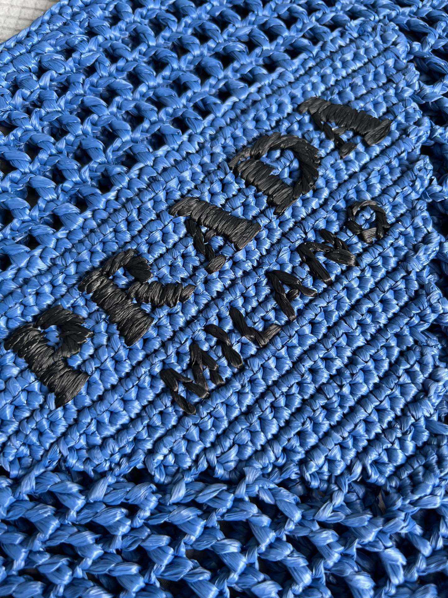 [TOP] PRADA Straw Shopping Bag 39x34cm - Blue