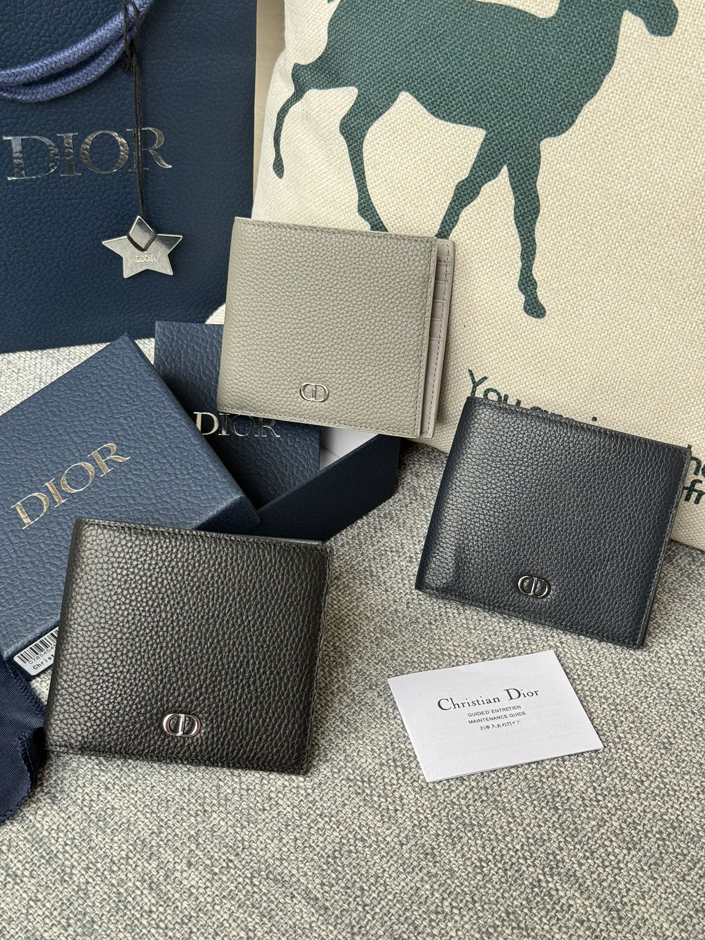 [TOP] Christian Dior Men's Full Leather Short Wallets 11.5x9.5cm - 3 Colors