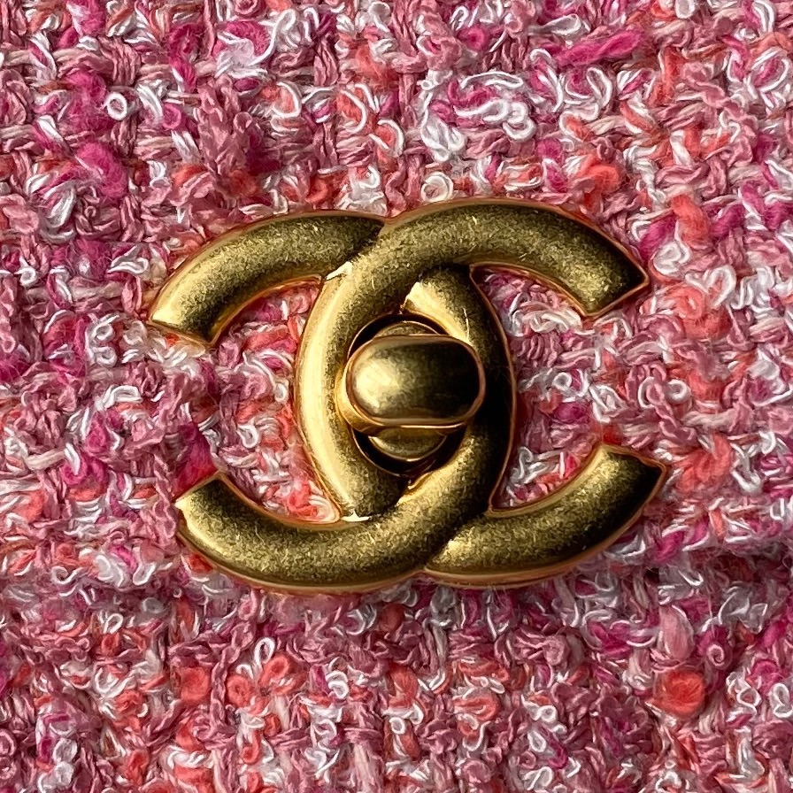 [TOP] CHANEL 24p Woolen Handbags - 12cm/19cm - GHW&Rose Red