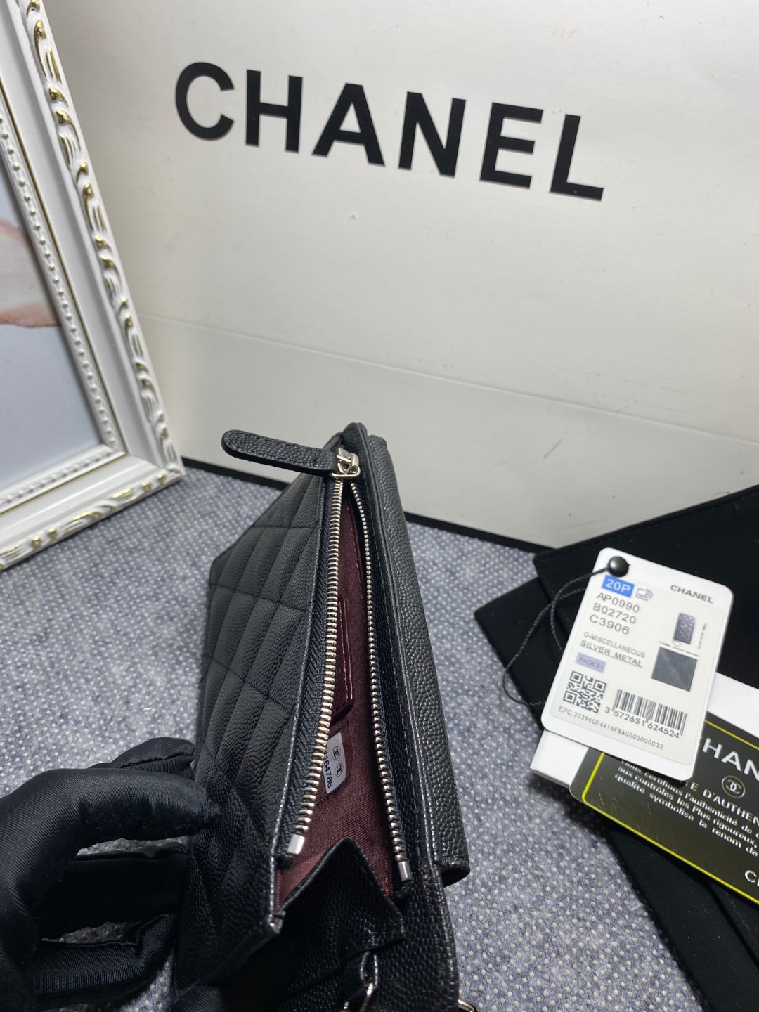 [TOP] CHANEL Caviar Mobile Phone Bags 18.2*9*3cm - SHW&GHW - Black