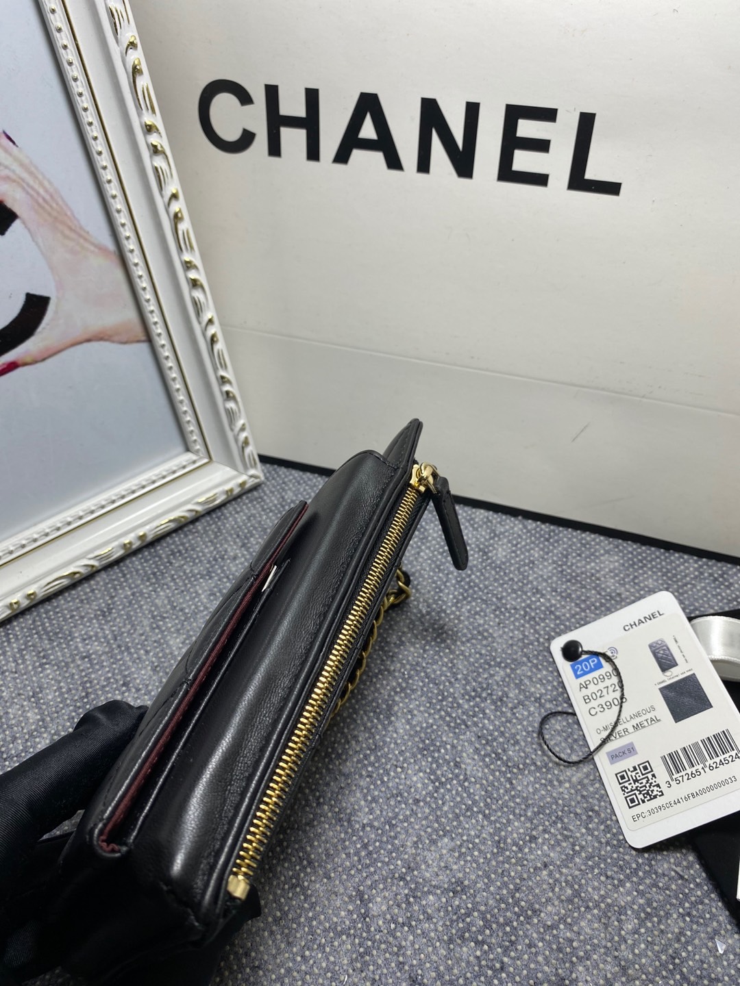 [TOP] CHANEL Lambskin Mobile Phone Bags 18.2*9*3cm - SHW&GHW - Black