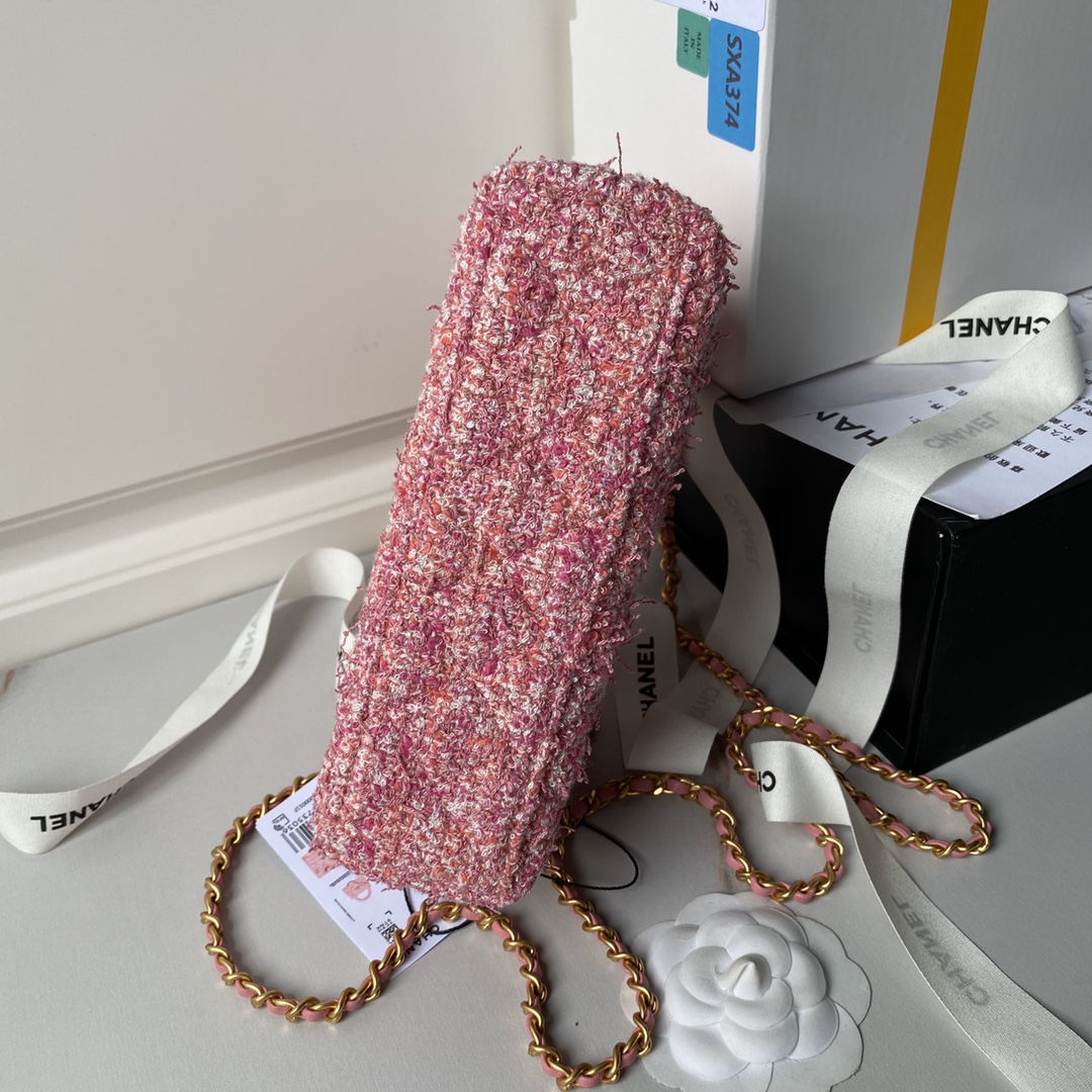 [TOP] CHANEL 24p Woolen Handbags - 12cm/19cm - GHW&Rose Red