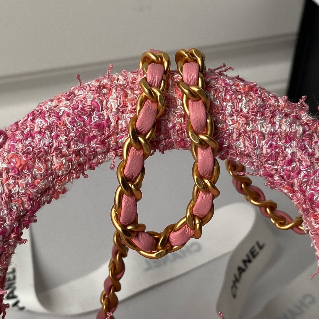 [TOP] CHANEL 24p Woolen Handbags - 12cm/19cm - GHW&Rose Red