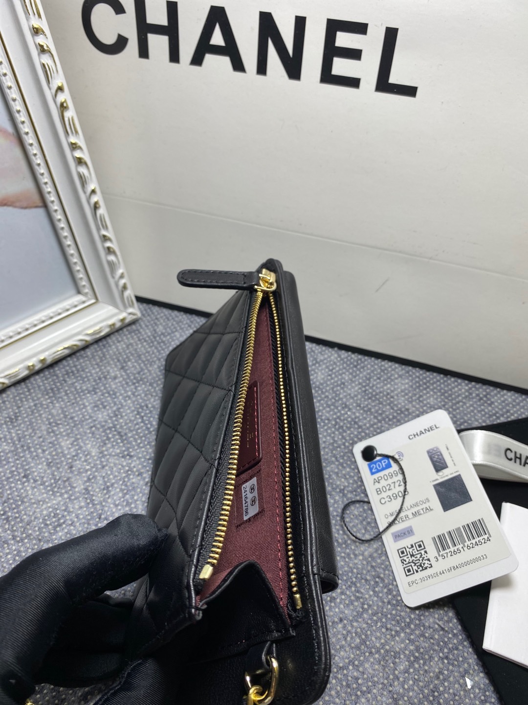 [TOP] CHANEL Lambskin Mobile Phone Bags 18.2*9*3cm - SHW&GHW - Black